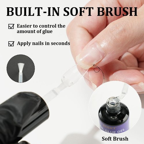 EODCI Gel Nail Tips Glue, 15ml Nail Glue Gel Soak Off Glue Super Strong Nail Glue U V Cured Needed Acrylic Nail Gel for Nails Extension Fake Nails Press On Nails