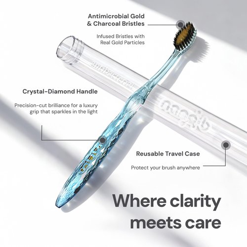 Nano-b Manual Toothbrush for Adults with Sensitive Gums, Soft/Medium Bristles, Travel Case