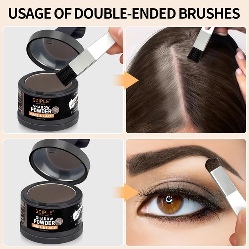 5PCS Root Cover Up Powder for Women, Root Touch Up Hair Color for Gray Coverage, Hairline Powder Instantly Conceals Hair Loss Thinning Hair Bald Spot for Bald Spots, Eyebrows, Beard Line (Dark Brown)