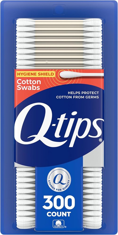 Q-tips Antimicrobial Cotton Swabs - 300 Count Cotton Buds for Effective Cleaning & Freshness