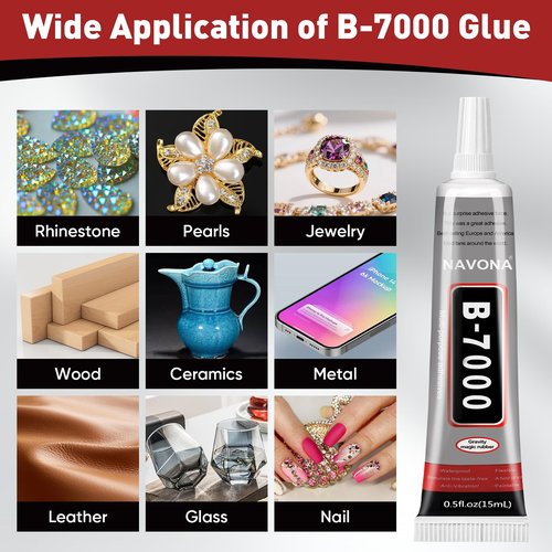 15 PCS 15ml B7000 Glue Clear with Precision Tip, Bedazzling Glue, Super Glues, Rhinestone Glue for Nail, Craft Glues, Jewelry Making, Nail Art, DIY, Makeup, Shoes