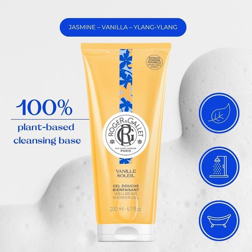 Roger & Gallet | Vanilla Shower Gel | Gentle Plant-Based Formula in 6.6 oz Tube