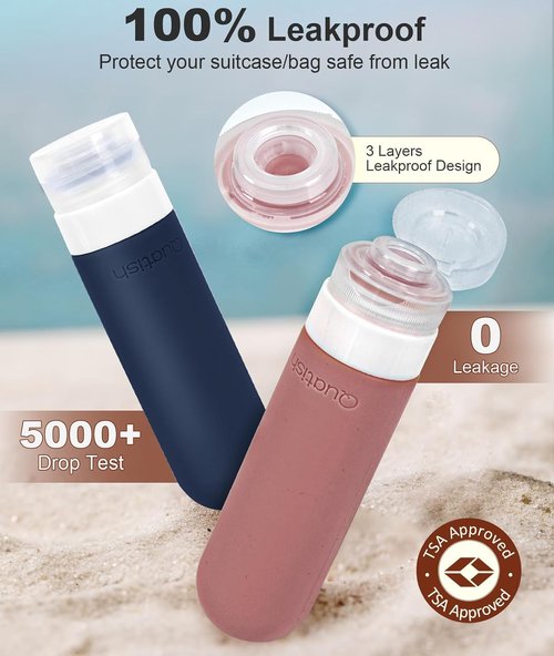 Quatish Travel Bottles - Leakproof 3 oz TSA Approved Containers | BPA Free Silicone for Toiletries (6 Pack)