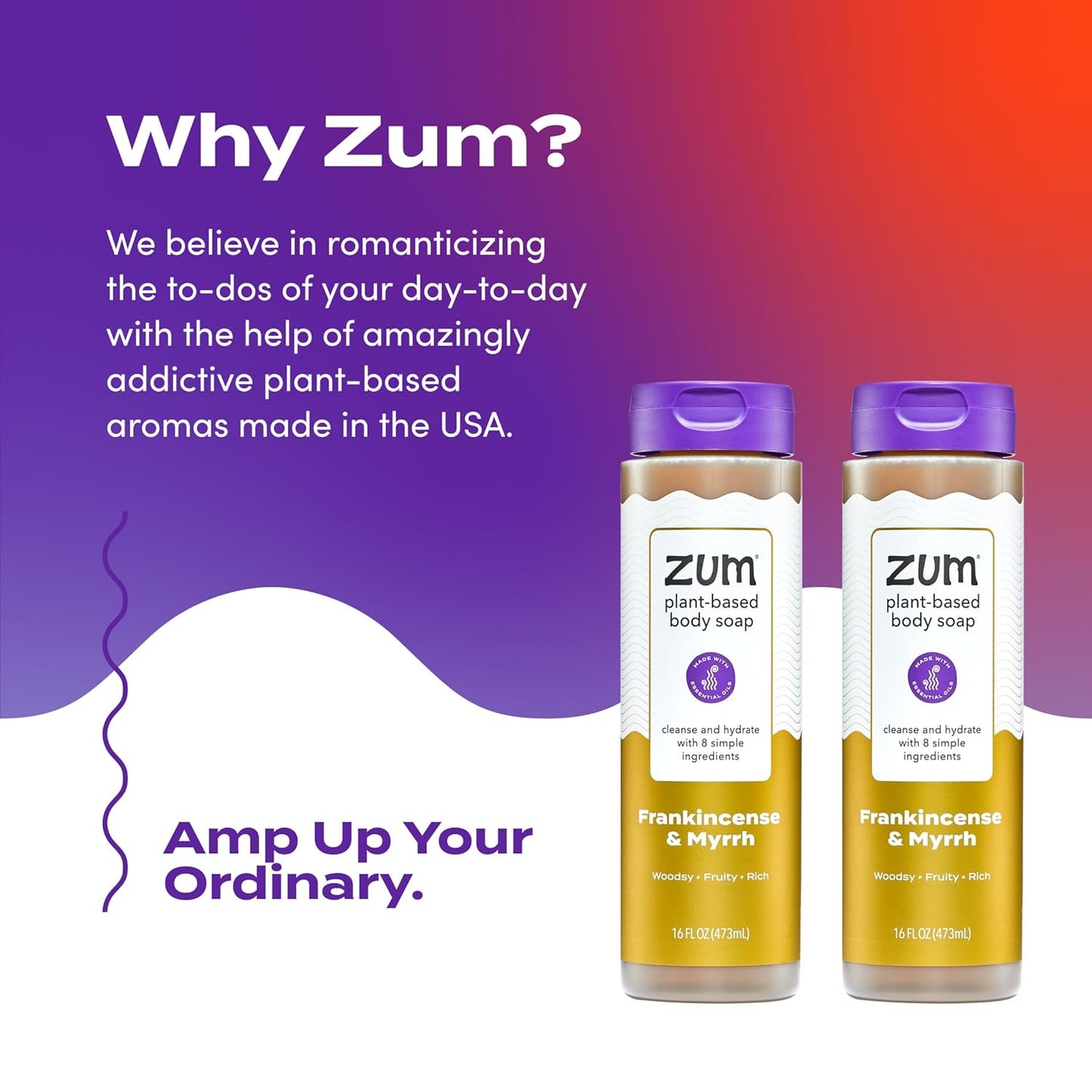 Zum Body Soap - Frankincense & Myrrh Scent - 16 Fl Oz | Set of 2 for Luxurious Skin Care