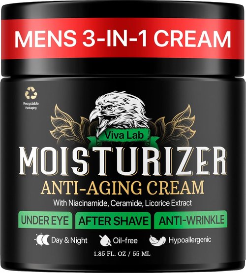 Regine Switzerland Men's Face Moisturizer - Lightweight Anti-Aging Cream with Niacinamide & Collagen - 1.85oz Fast-Absorbing Hydrating Lotion