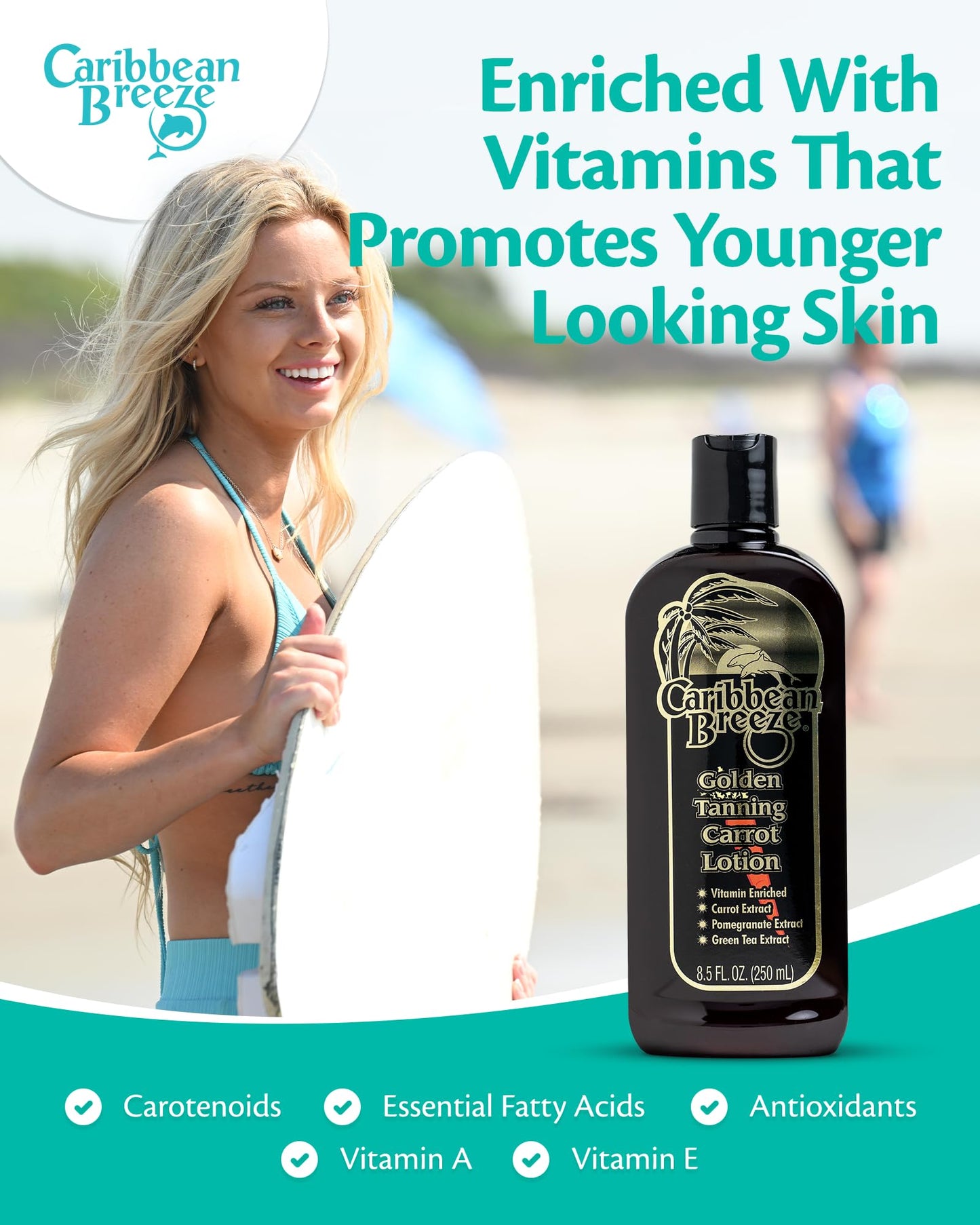 Caribbean Breeze Ultimate Carrot Tanning Oil Outdoor, Tanning Oil Spray with Coconut Oil, Aloe Extracts, Rich in Anti-Oxidants, Moisturizes the Skin and Anti-Aging Properties, 8.5 oz (250 ml)