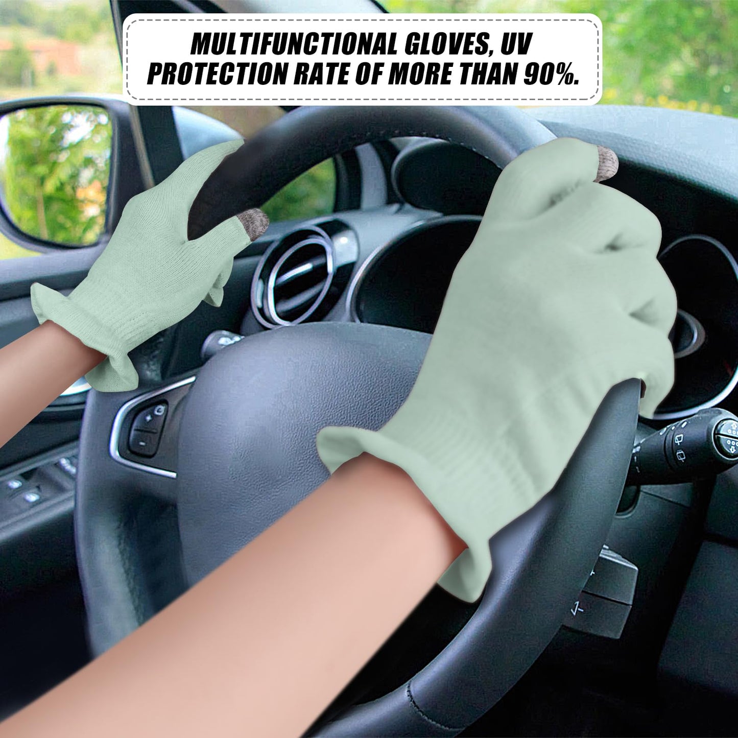 Donfri 2 Pairs Cotton Gloves for Dry Hands, Sleeping Moisturizing Gloves Overnight, Eczema Gloves for Women with Touchscreen Fingers, Lotion Hand Spa Treatment（Medium-Green）