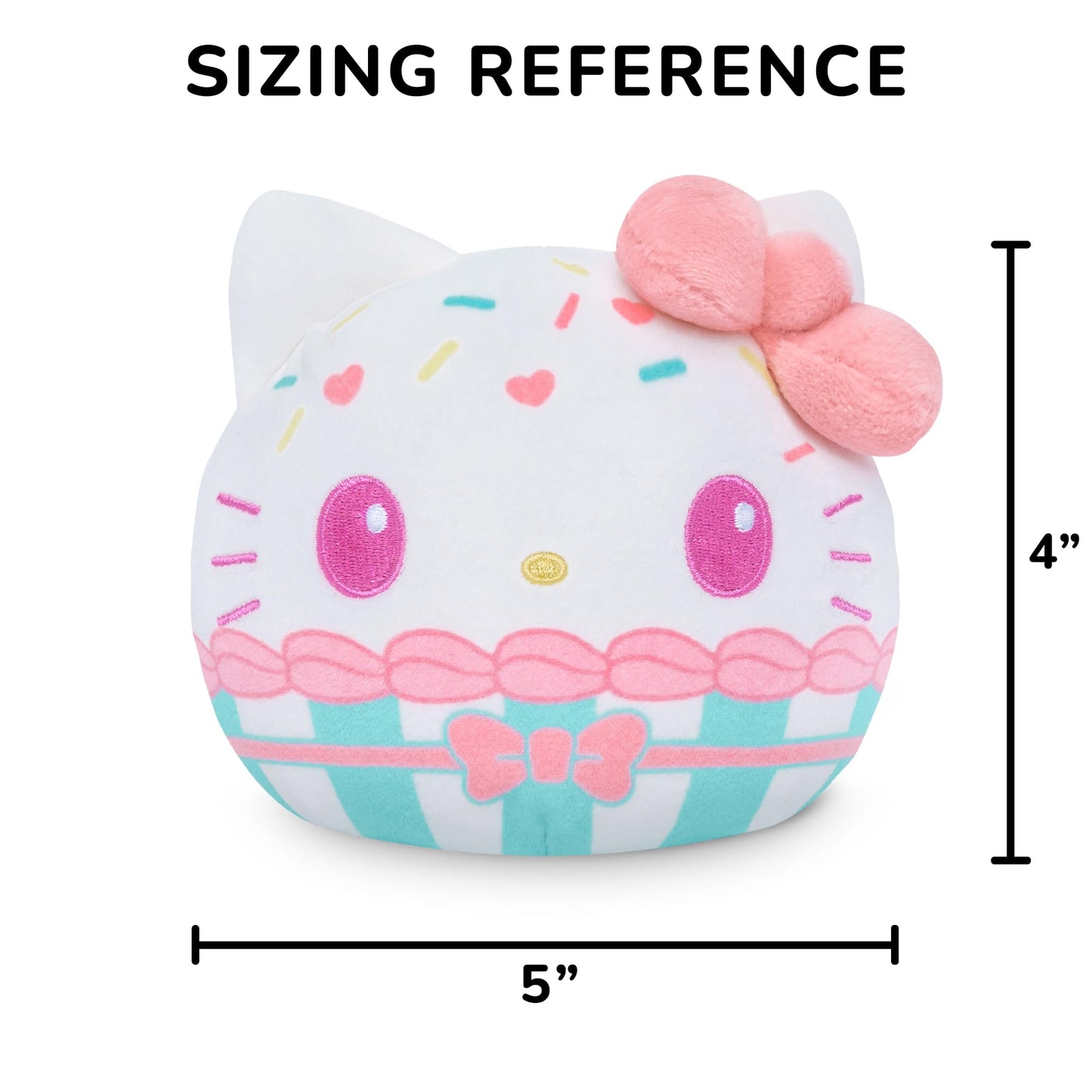 TeeTurtle Reversible Sanrio Hello Kitty 4-Inch Cupcake Two-Sided Flip Plush Toy with Embroidered Details - Cute Mini Collectible Plush for Kids, Teens, and Adults