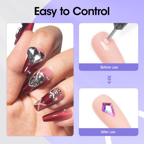 Gellen 30g Rhinestone Glue for Nails, Super Strong Adhesive Gel Nail Glue for Nail Charms, UV Light Needed Nail Gel for 3D Nail Art & Beads & Diamonds & Jewelry