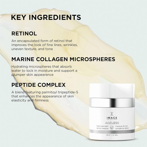 IMAGE Skincare Ageless Total Overnight Retinol Masque - Firming Facial Mask with Marine Collagen & Peptides | 1.7 oz