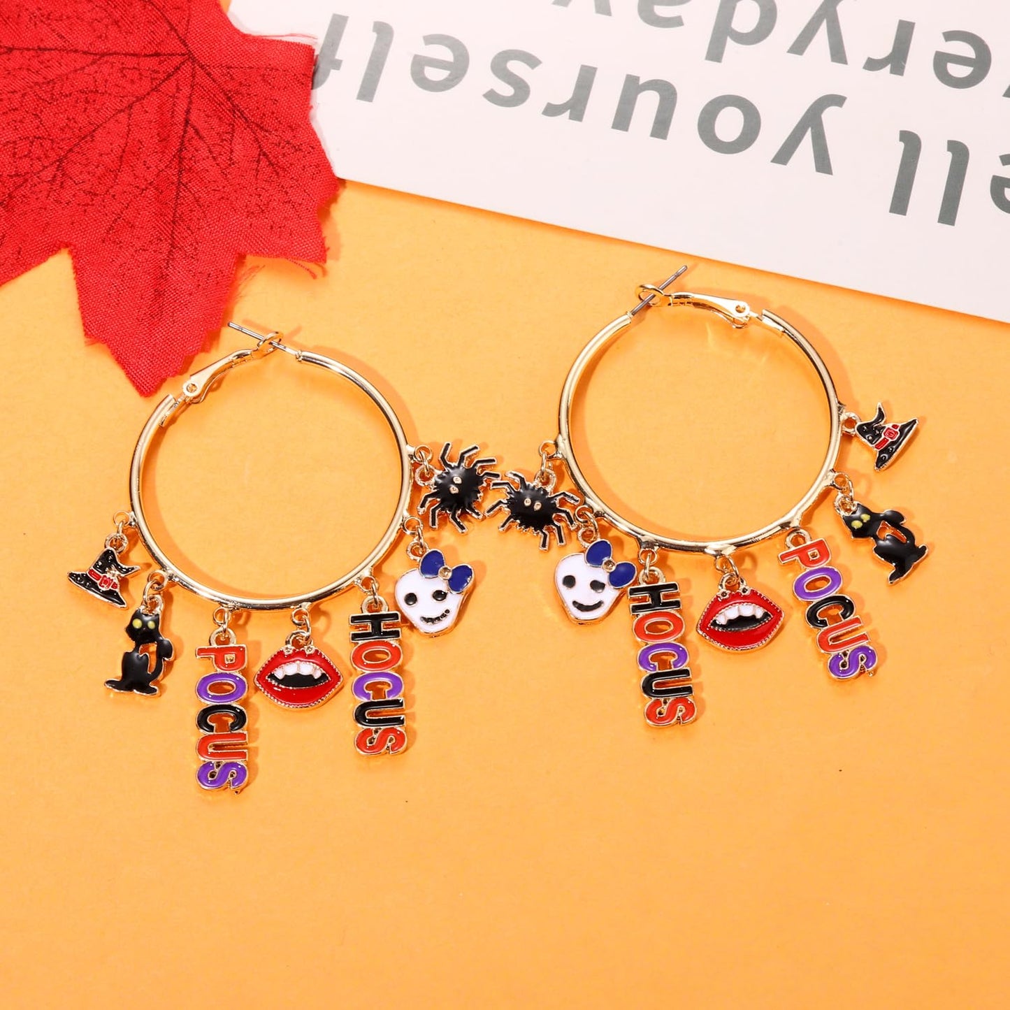 YAHPERN Halloween Thanksgiving Fall Christmas Earrings for Women Festive Holiday Hoop Earrings Costume Party Outfits Holiday Jewelry Gifts (Hocus Pocus)