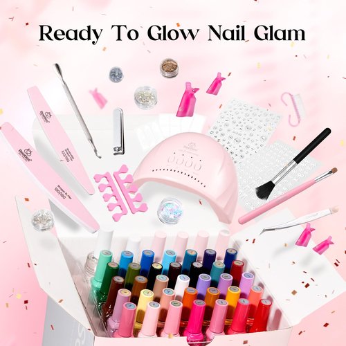 Beetles Gel Nail Polish Kit with U V Light -35 Colors Gel Polish Set 68 Pcs One Color One Bottle Mood Mosaic Nail Kit with Top Base Coat Beauty Must Have DIY Salon Manicure Gifts for Women Teen Girls
