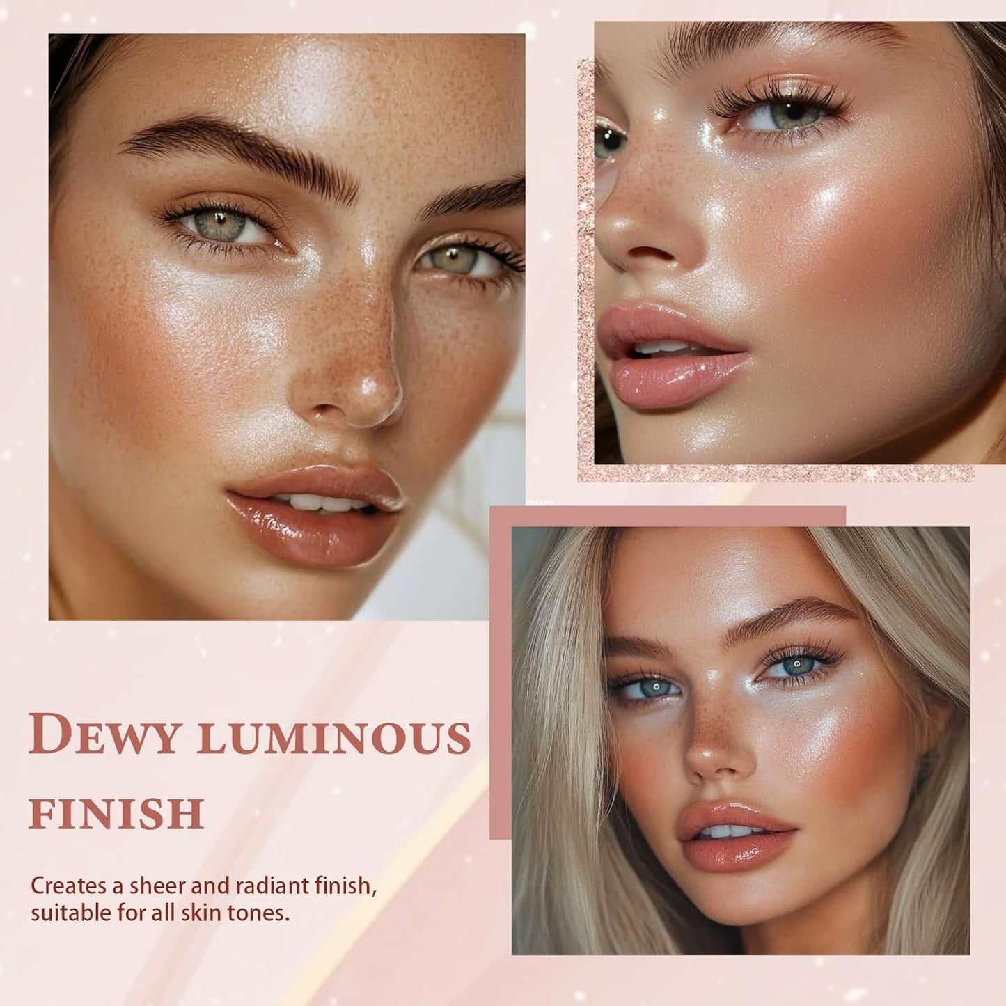 Skiennix Clear Dewy Marble Highlighter Stick - Buildable Glow for Face & Body | Vegan, 15g/0.53fl.Oz, Pink Silver