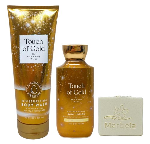 Bath & Body Works Touch of Gold Moisturizing Body Wash & Lotion Duo with Natural Oats Soap - Full Size