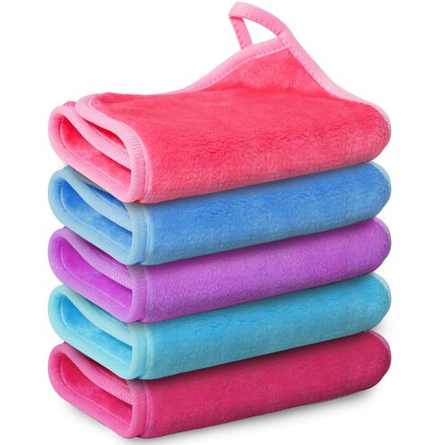 Nugilla Makeup Remover Cloths - 5 Pack Reusable Microfiber Towels for Effortless Makeup Removal
