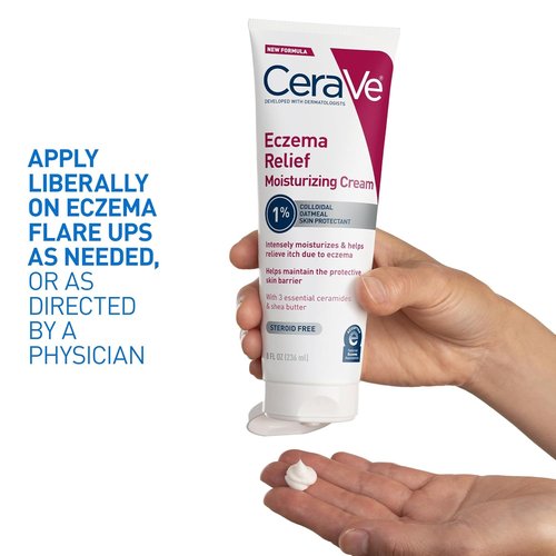 CeraVe Eczema Relief Cream - Moisturizing Formula with Colloidal Oatmeal & Shea Butter | 8oz, Steroid & Paraben Free