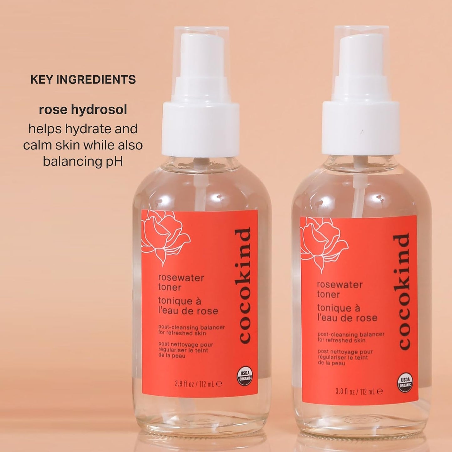 Cocokind Rosewater Facial Toner - Multipurpose Spray for Makeup Setting & pH Balancing | 4 Fl Oz