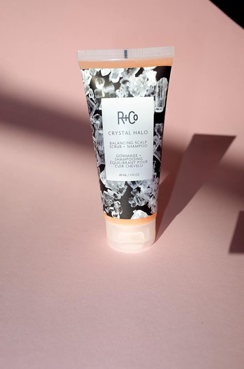 R+Co Crystal Halo Scalp Scrub & Shampoo - Purifies, Cleanses & Balances | Vegan & Cruelty-Free | 3 Oz
