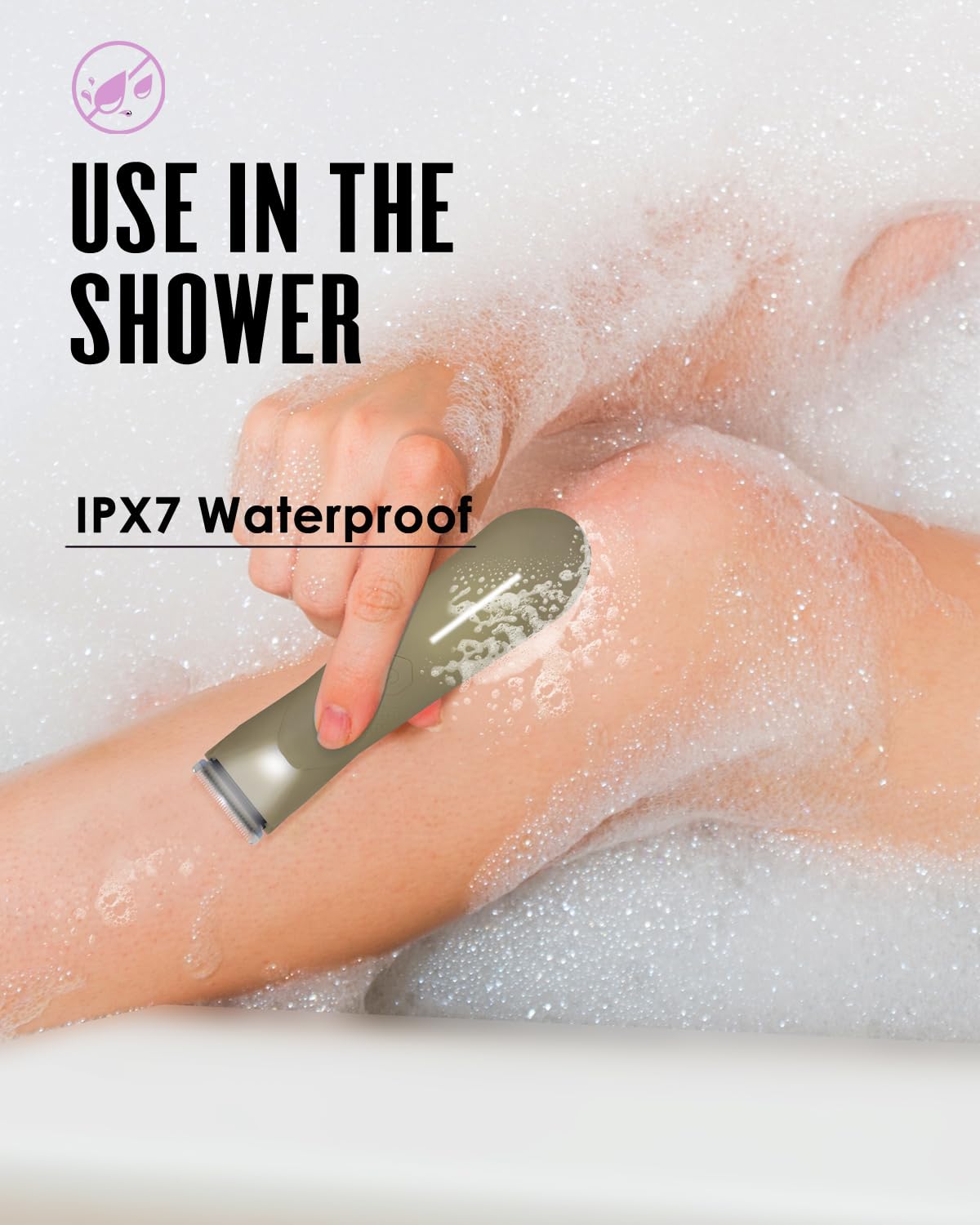 Sensitive Skin Personal Pubic Hair Trimmer for Women and Men, Electric Manscape/Bikini Trimmer, Waterproof Groin Trimmer for Body Hair, with Light, Travel Size, 6 Precisions (Brown)