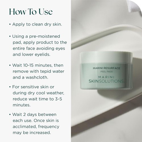Marini SkinSolutions ResurFace Peel Pads - Glycolic, Salicylic & Lactic Acid for Texture & Wrinkles - 30 Count