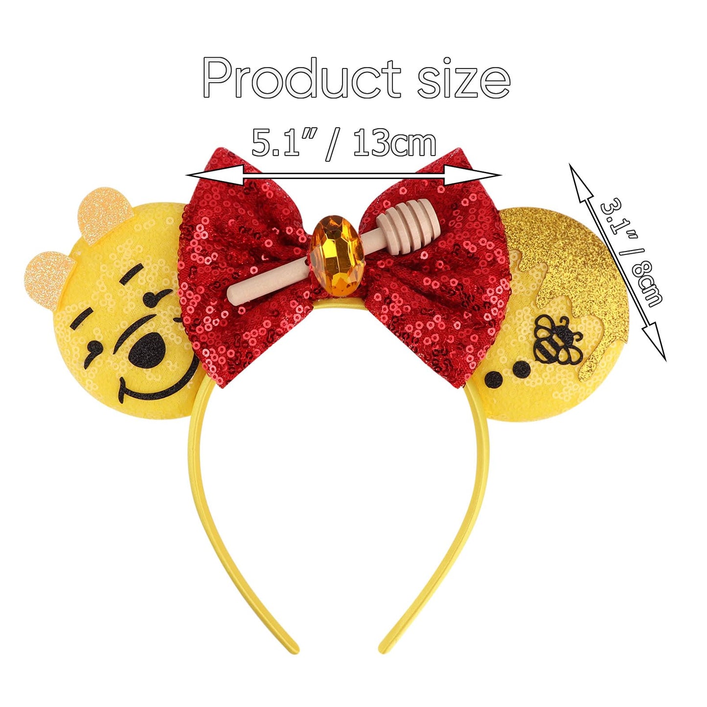 AQOKKA 1 Pcs Mouse Ears Headbands with Bow for Birthday Party, Hair Hoop Party Decoration Cosplay Costume Hair Accessories for Women & Girls