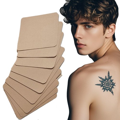 Tattoo Cover Up Tape, 10 PCS Ultra Thin Patches for Concealing Tattoos, Scars, Birthmarks, Invisible, Waterproof, Breathable Makeup Skin Tone Concealer Stickers for Flawless Coverage (10x10cm,brown)