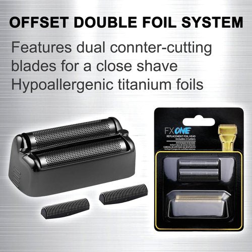 FXONE Shaver Replacement Foil & Cutter - Hypoallergenic Extra-Close Head for BaBylissPRO FXONE | Gold, 2 Packs