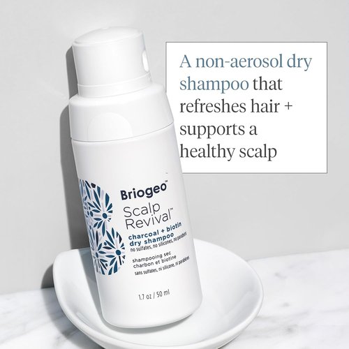 Briogeo Scalp Revival Dry Shampoo - Charcoal & Biotin Powder for Oily Roots | Vegan & Cruelty-Free | 1.7 oz.