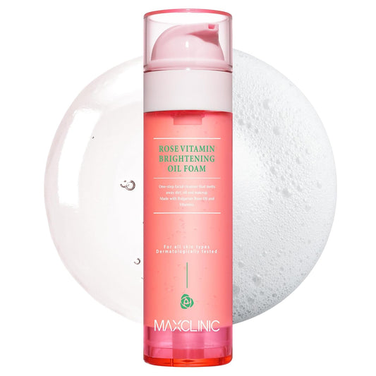 Skiennix Rose Vitamin Oil to Foam - All-in-One Korean Face Wash & Makeup Remover - Pore Minimizing for All Skin Types (3.88 fl oz)