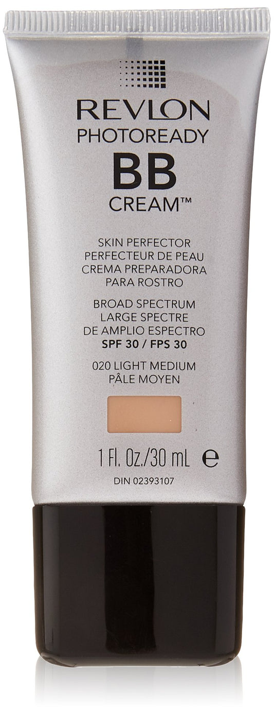 Revlon BB Cream, PhotoReady Face Makeup for All Skin Types, SPF 30, Light- Medium Coverage, Moisturizing & Hydrating Formula, 020 Light Medium, 1 Fl Oz