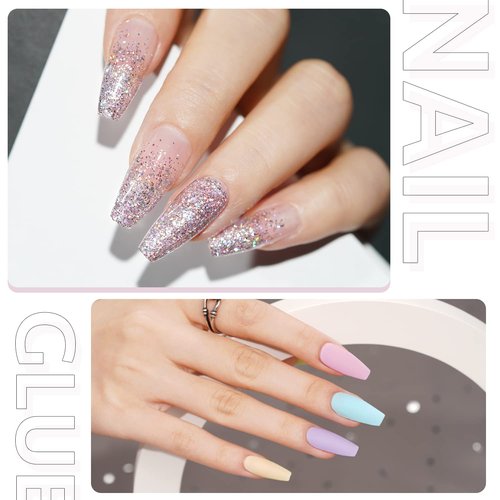 GAOY Nail Glue Gel, 2 in 1 Nail Glue and Base Coat for Acrylic Tips, 16ml Gel for Press on Nails for Long Lasting UV Light Cure DIY