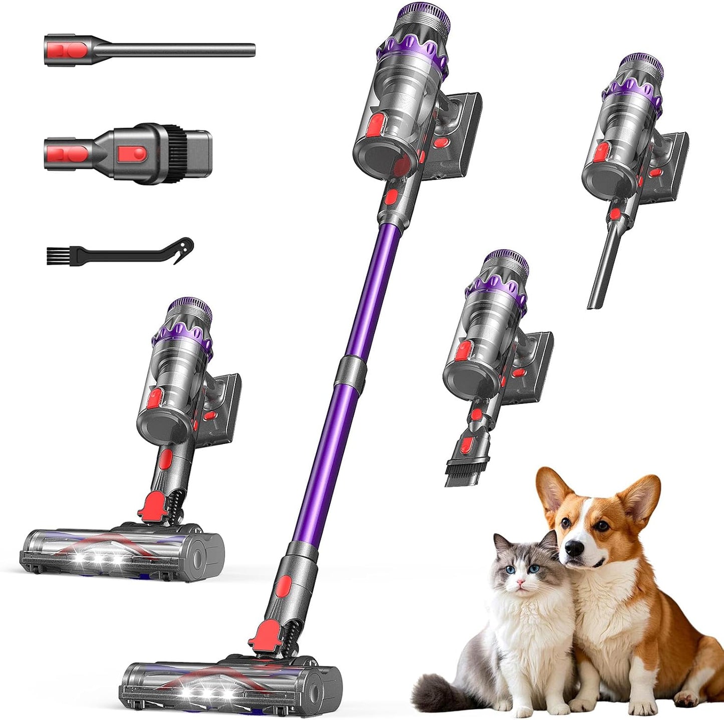 FEPPO Cordless Vacuum Cleaner - Powerful 70-Minute Runtime, Touch Screen, Self-Standing | Ideal for Hardwood Floors & Pet Hair
