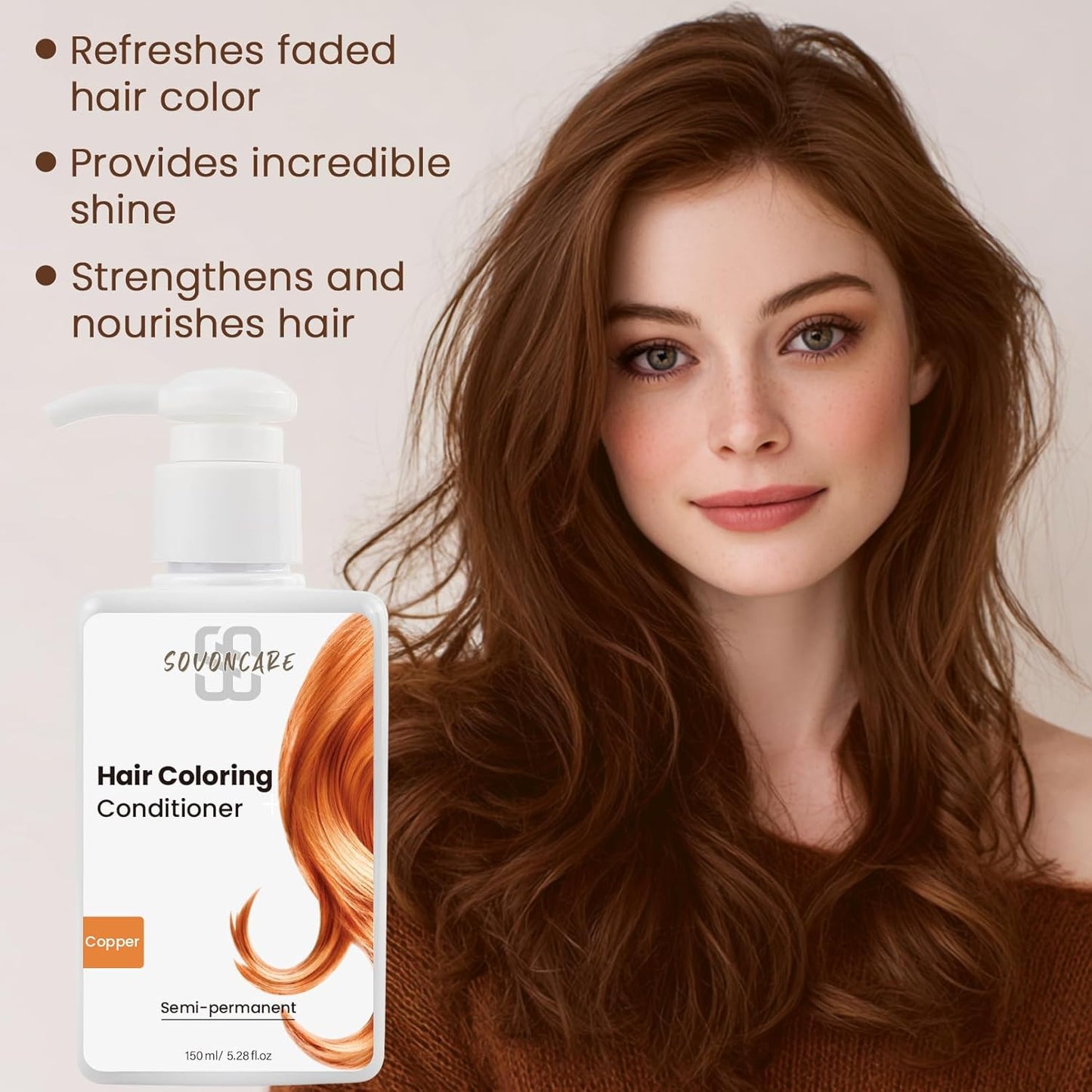 SOVONCARE Light Copper Hair Color Depositing Conditioner Mask - 5.28 OZ | Cruelty-Free Formula