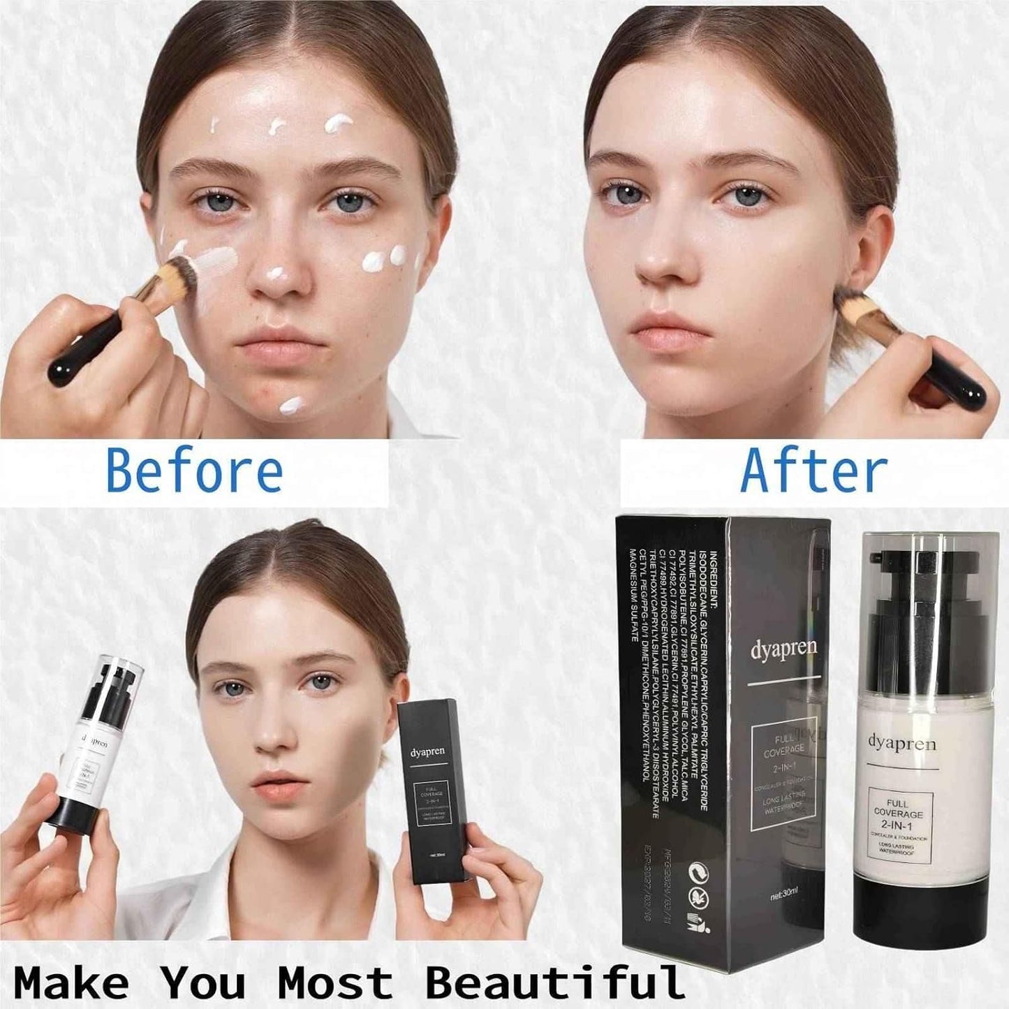 Skiennix Natural Glow Enhancer Liquid Foundation - Lightweight, Buildable Coverage, 30ml | Ideal for All Skin Types