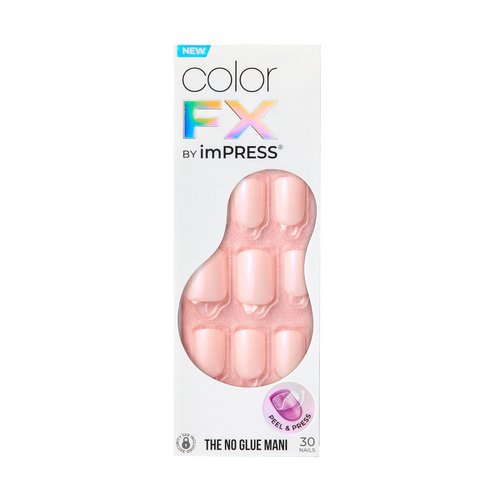KISS imPRESS No Glue Mani Press On Nails, Color FX, 'Good Mood', Pink, Short Size, Squoval Shape, Includes 30 Nails, Prep Pad, Instructions Sheet, 1 Manicure Stick, 1 Mini File
