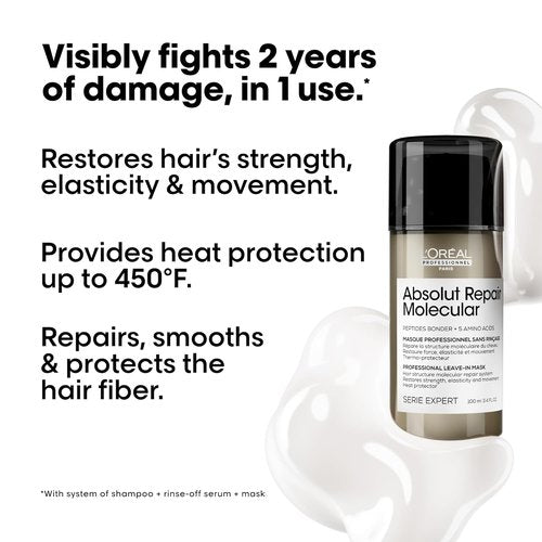 L'Oréal Professionnel Paris Hair Care Set - Sulfate-Free Shampoo, Rinse-Off Serum & Leave-In Mask for Extremely Dry, Damaged Hair with Peptide Bonder & Amino Acids