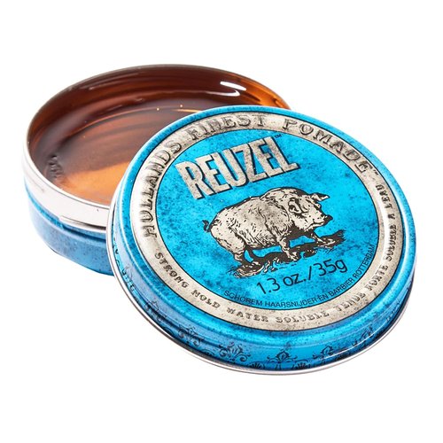 Reuzel Blue Pomade - Strong Hold Water Soluble Styling Cream | High Shine & Flake Free, Easy Wash Out