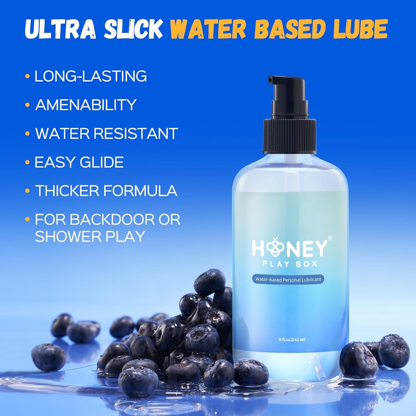 Water Based Lube by [Brand Name] - Flavorless, Non-Sticky Personal Lubricant | 8 Fl Oz for Men, Women & Couples