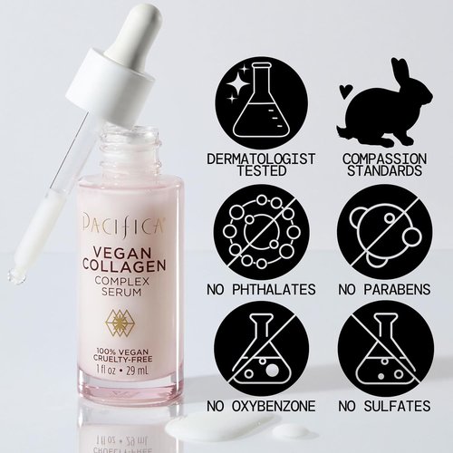 Pacifica Vegan Collagen Complex Face Serum - Anti-Aging Hydration with Hyaluronic Acid for Plumping & Firming