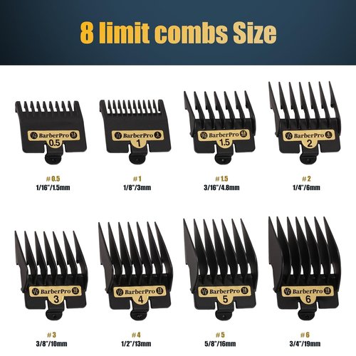 BaByliss Premium Clipper Guards - 8-Pack Replacement Guards for FX825, FX870, FX880 & FX673 - Black