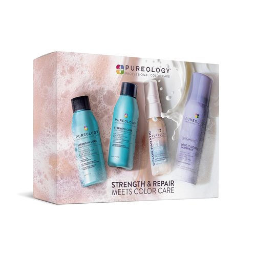 Pureology Hair Strengthening Discovery Kit | Shampoo, Conditioner & Leave-In Treatment for Damaged Hair - Sulfate-Free, Instant Softness & Shine