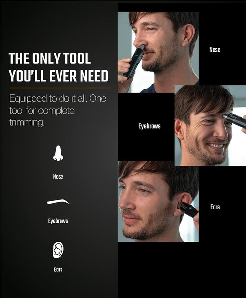 M-7 Nose Hair Trimmer – Multifunctional Nose, Ears and Eyebrows Hair Trimmer for Men with Nickel Sterilized Coating and Self-Cleaning Water Resistant Design – Travel Pouch Included