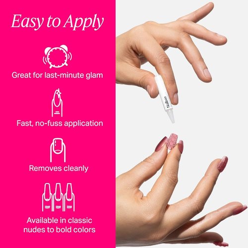 Nailboo Press On Nails - Salon-Quality Reusable Fake Nails with Strong Hold Glue | Baby Blue Set
