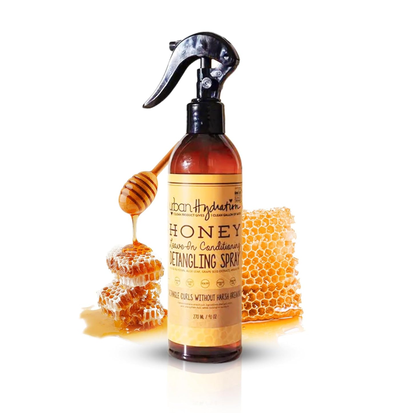 Urban Hydration Honey Hair Detangler - Sulfate & Paraben Free, Prevents Breakage & Tames Frizz | 9.1 Fl Oz