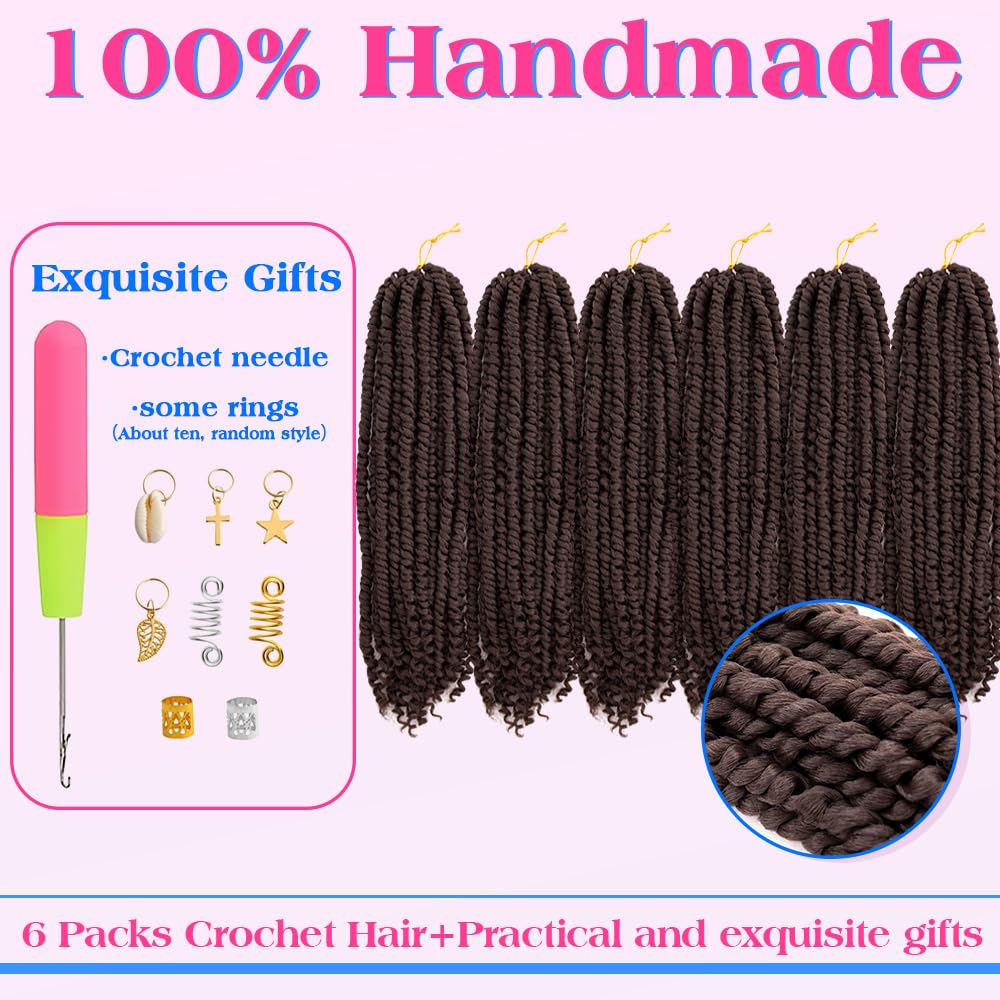 Passion Twist Crochet Hair 18inch 96 Stands Passion Twists Braiding Hair 6 Packs Synthetic Passion Twist Crochet Braids Hair Extensions (2#Dark Brown Hair, 18 Inch (Pack of 6))