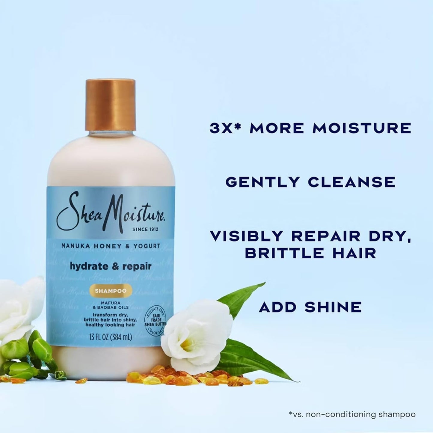 SheaMoisture Manuka Honey & Yogurt Shampoo and Conditioner Set | Hydrate, Repair & Strengthen Hair