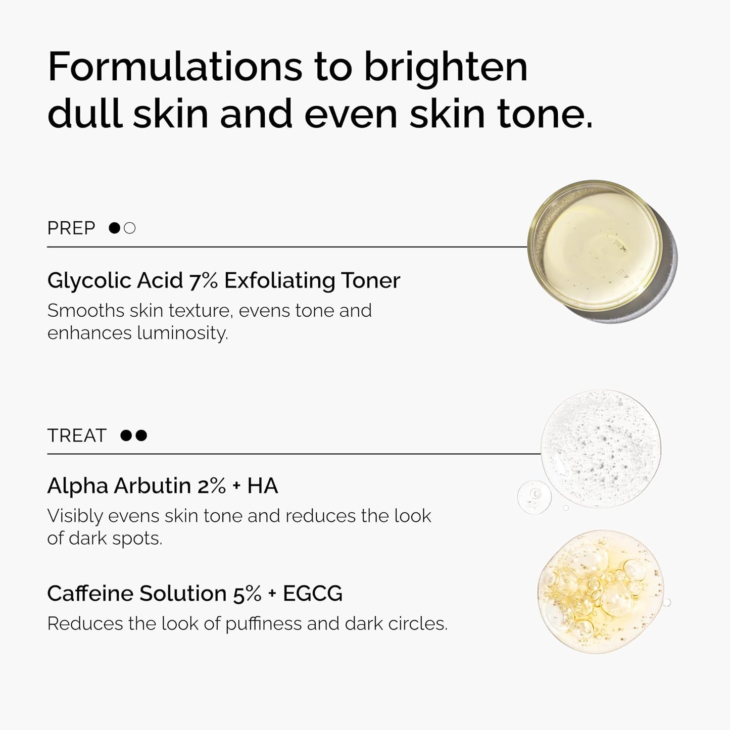 The Ordinary Bright Set - 3-Step Regimen for Radiant Skin Tone | Glycolic Acid, Alpha Arbutin, Caffeine Solution