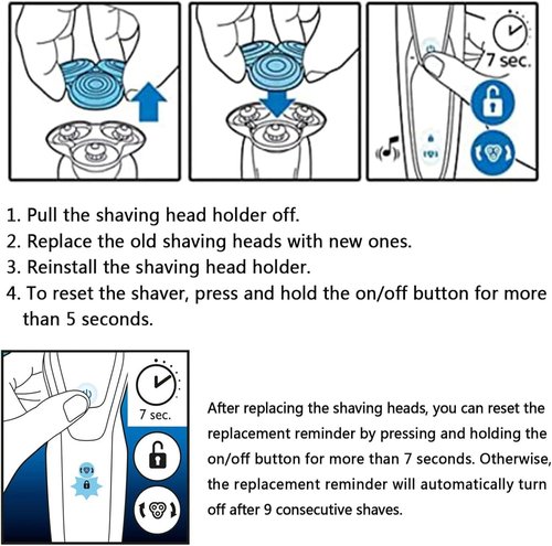 Philips Norelco SH98 Replacement Shaver Heads - Compatible Blades for S9000 Prestige Electric Razors