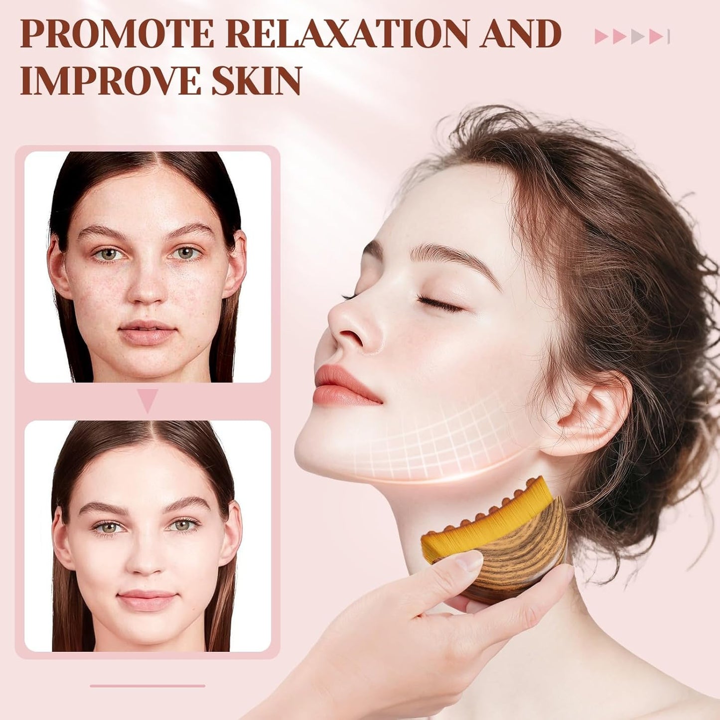 Skiennix Lymphatic Drainage Face Brush - Sculpting Massager with Soft Bristles | Portable Gua Sha Tool