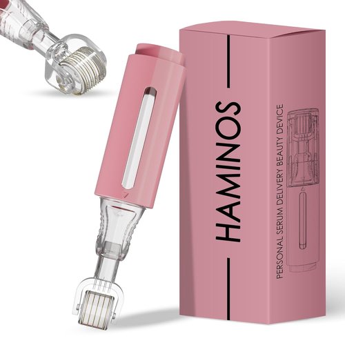 HAMINOS Derma Roller - 0.25 mm Titanium Needles for Lips, Skin, Hair & Wrinkle Treatment | Instant Serum Application